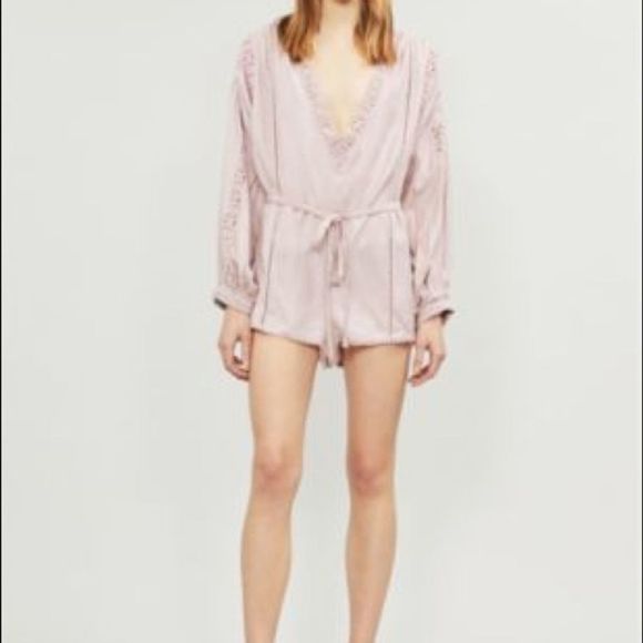 SOLD Free People Medium Romper Relaxed Barely Pink - Picture 5 of 9